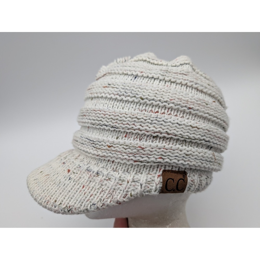 C.C Ponytail Beanie Hat Women's Soft Knit Messy Bun Beanie Winter Warm Stretch